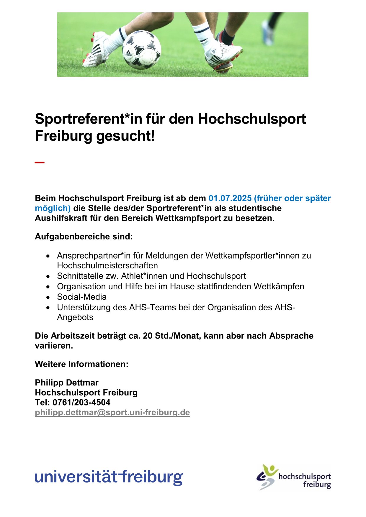 Sportreferent*in für den Hochschulsport Freiburg gesucht!
